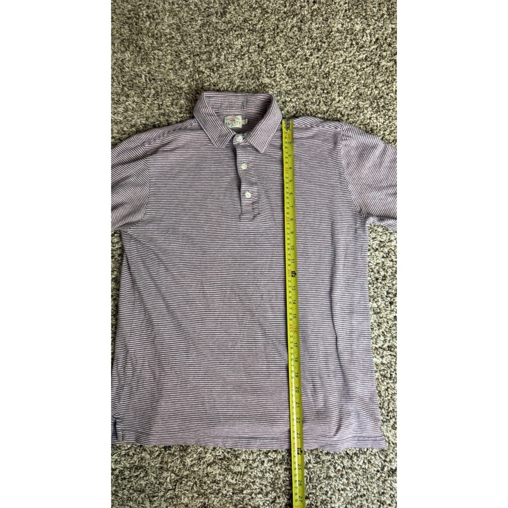 Faherty Polo Shirt Mens Small Blue/Pink Striped Pocket 100% Cotton Short Sleeve - Picture 3 of 6